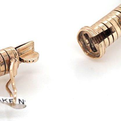 Vintage Yellow Gold Snake Necklace with Diamonds Eyes