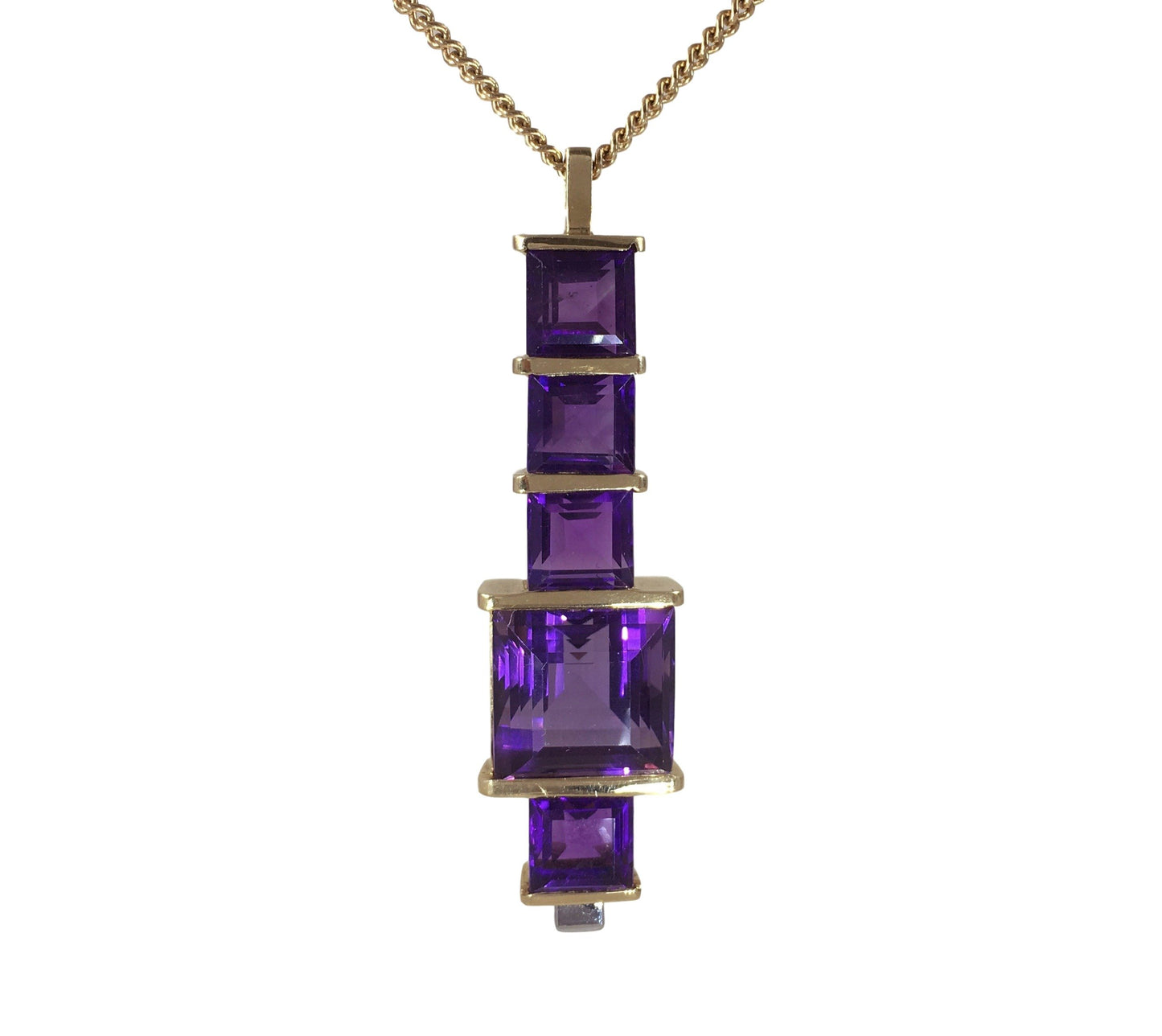 Amethyst and Diamond Drop Pendant, 18.00 carats, in 18ct Gold