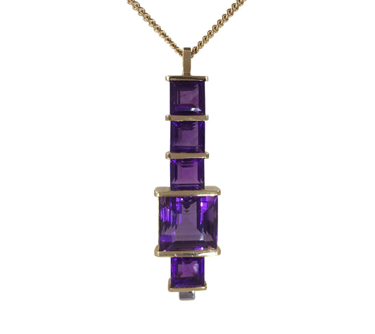 Amethyst and Diamond Drop Pendant, 18.00 carats, in 18ct Gold