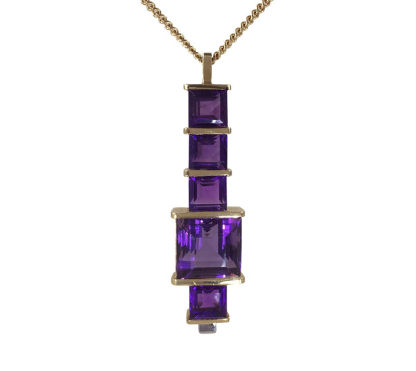 Amethyst and Diamond Drop Pendant, 18.00 carats, in 18ct Gold