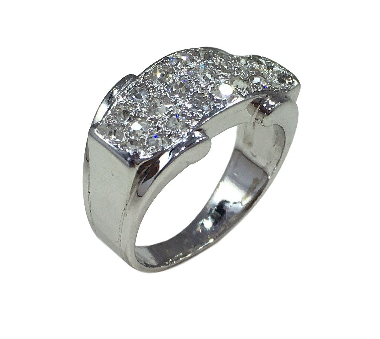Contemporary Diamond and 18ct White Gold Bridge Dress Ring