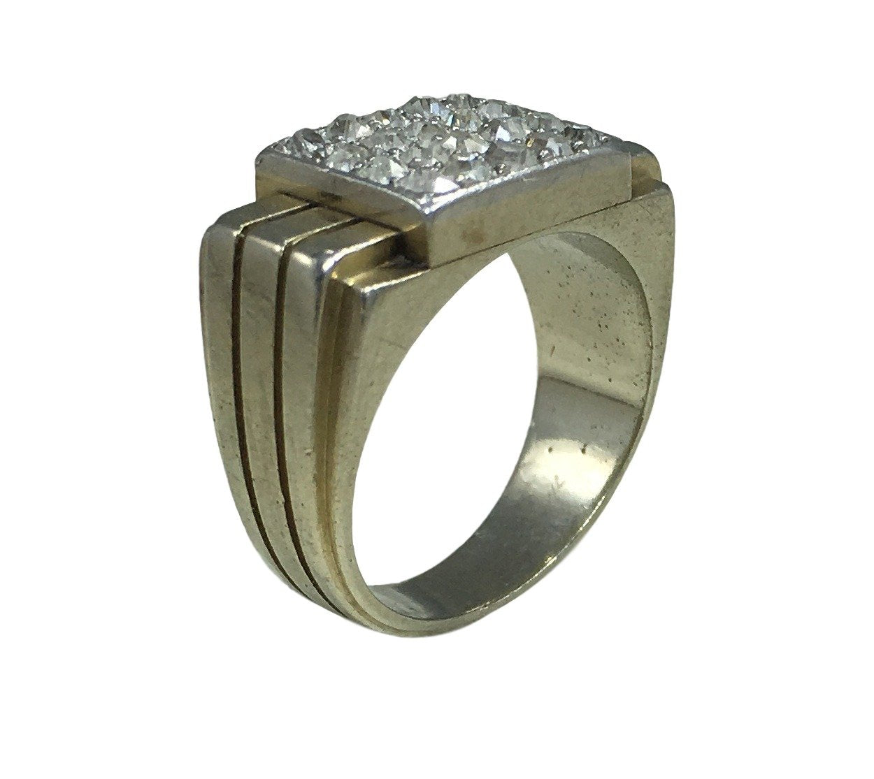 Vintage French 0.50ct Diamond and 18ct White Gold Pinky Ring