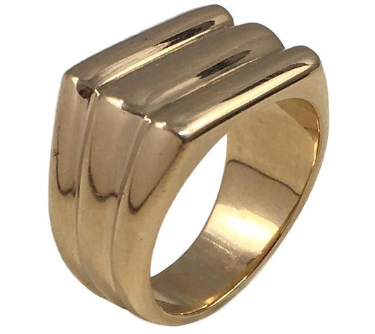 Retro French Ridged 18ct Rose Gold Ring