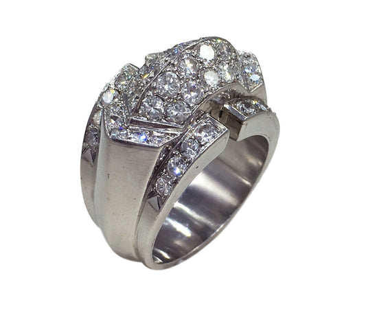 Modernist 2.10ct Diamond Set Platinum Ridge Dress Ring