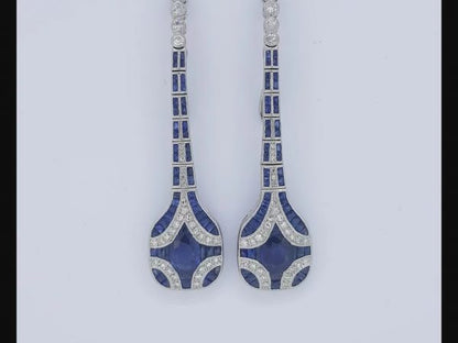 Art Deco style Sapphire and Diamond Drop Earrings