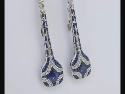 Vintage Sapphire and Diamond Drop Earrings