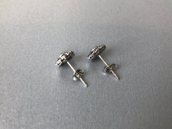 Sapphire Cluster White Gold Stud Earrings