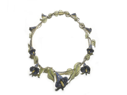 Sapphire Diamond Calla Lily Necklace