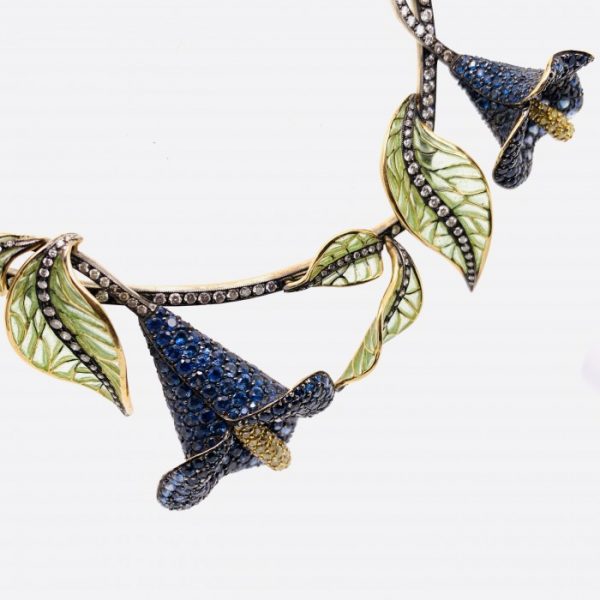 Sapphire Diamond Calla Lily Necklace