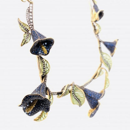 Sapphire Diamond Calla Lily Necklace