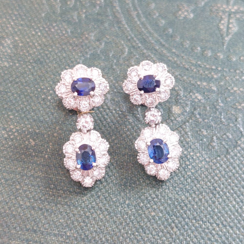 Sapphire Diamond Gold Earrings