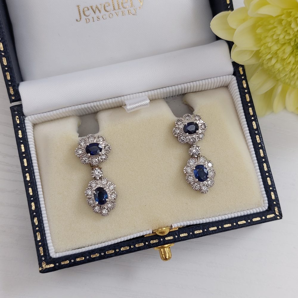 Sapphire Diamond Gold Earrings