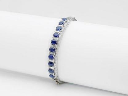Sapphire and Baguette Diamond Bangle Bracelet