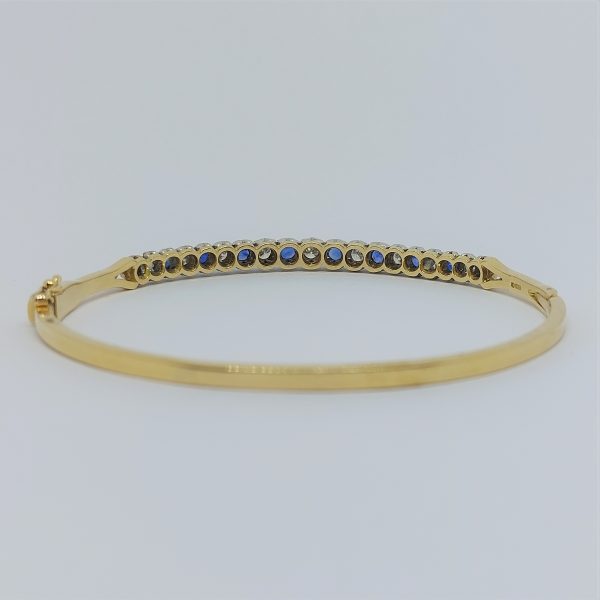 Antique Style Diamond and Sapphire Bangle Bracelet