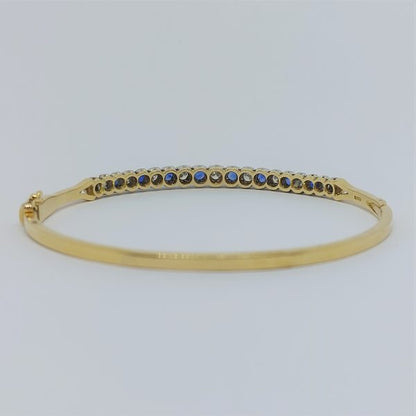 Antique Style Diamond and Sapphire Bangle Bracelet