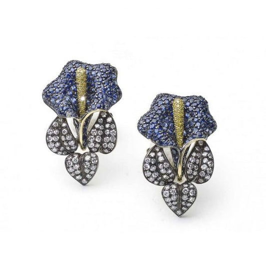 Sapphire and Diamond Calla Lily Earrings