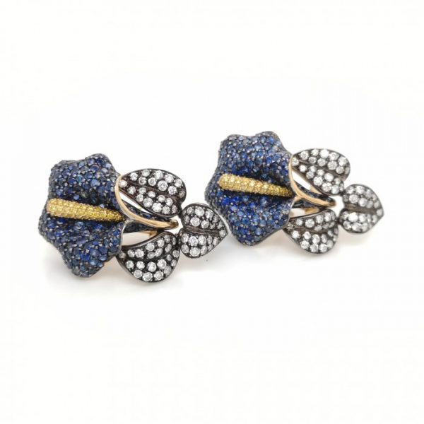 Sapphire and Diamond Calla Lily Earrings