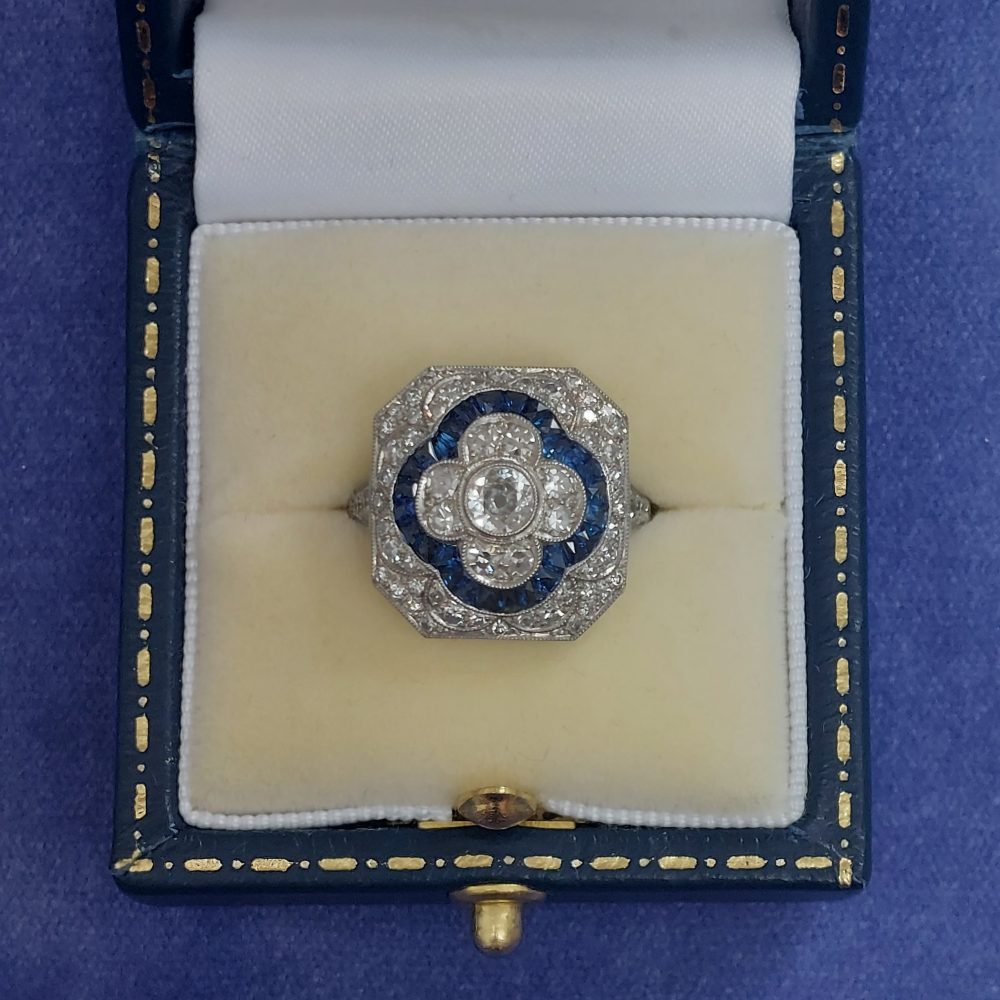 Sapphire and Diamond Cluster Dress Ring