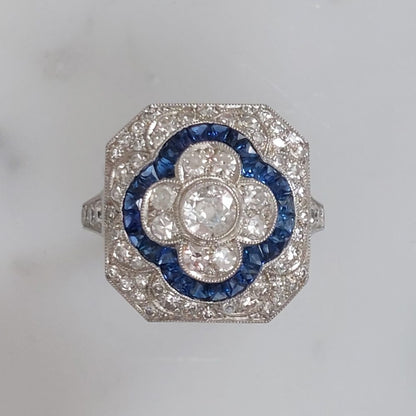 Sapphire and Diamond Cluster Dress Ring