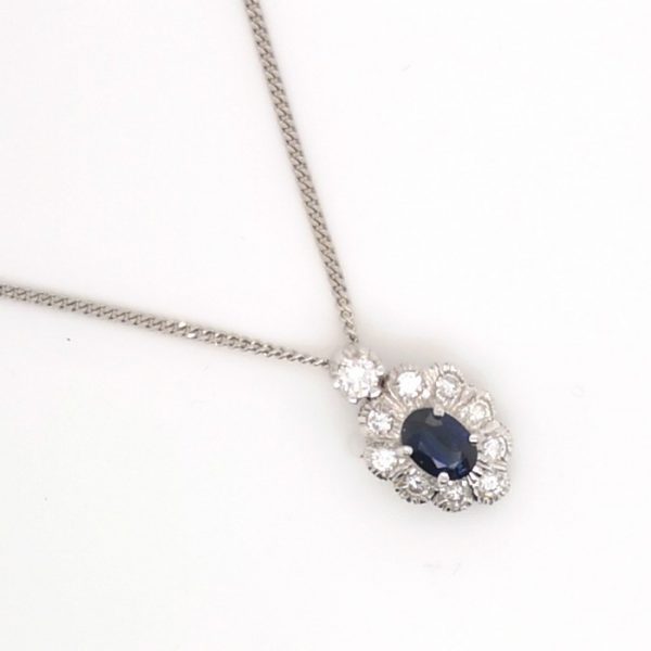 Sapphire and Diamond Cluster Pendant
