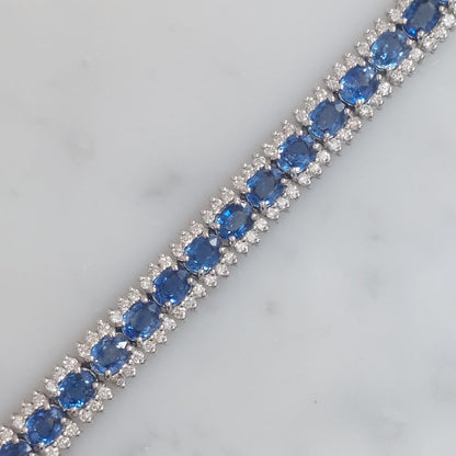 Sapphire and Diamond Line Bracelet
