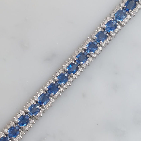 Sapphire and Diamond Line Bracelet