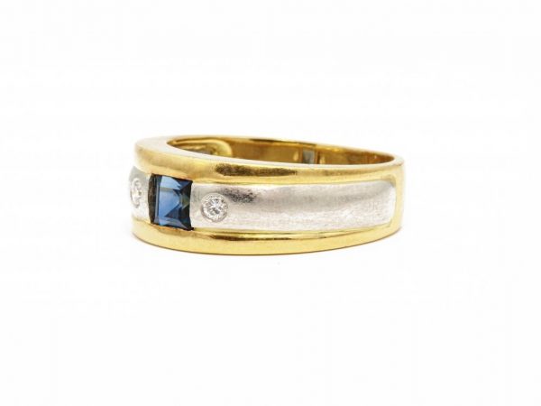 Sapphire and Diamond Set Platinum 18ct Gold Band Ring
