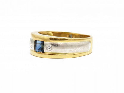 Sapphire and Diamond Set Platinum 18ct Gold Band Ring