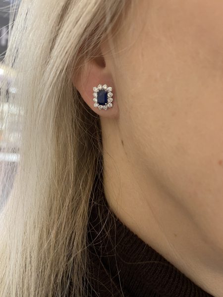 1.51ct Sapphire and Diamond Cluster Earrings