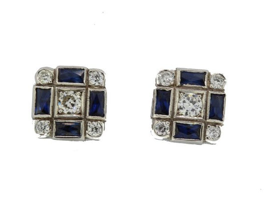 Sapphire and Diamond Cluster Earrings, 1.90 carats total, 18ct gold