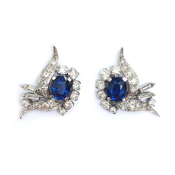Vintage Sapphire and Diamond Earrings