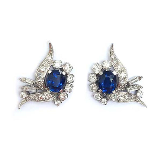 Vintage Sapphire and Diamond Earrings