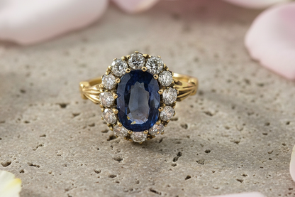 Sapphire and Diamond Cluster Engagement Ring S2.10 D.90 18ct