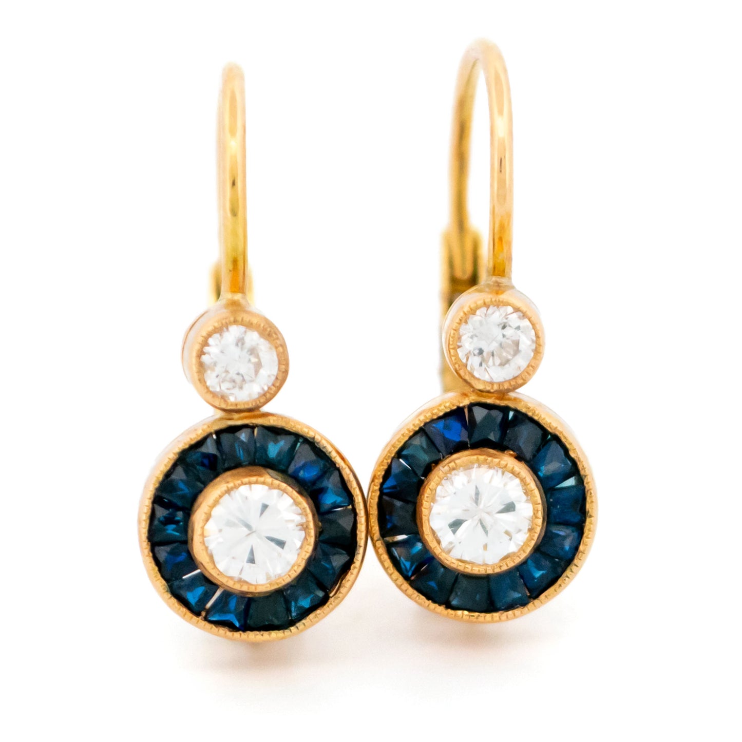 Vintage Diamond Sapphire Yellow Gold Target Earrings 16563-5220