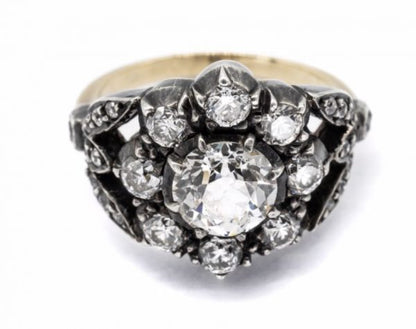Old European Cut Diamond Cluster Ring