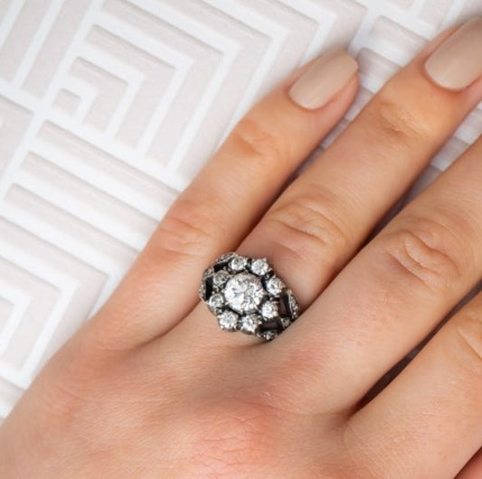 Old European Cut Diamond Cluster Ring