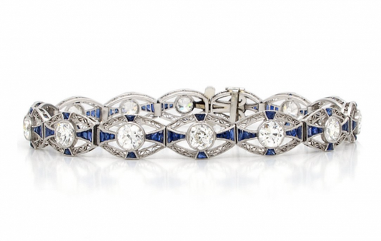 Antique Edwardian sapphire and old cut diamond bracelet