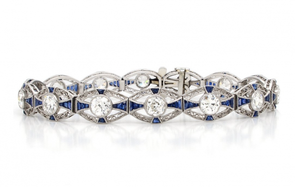 Antique Edwardian sapphire and old cut diamond bracelet