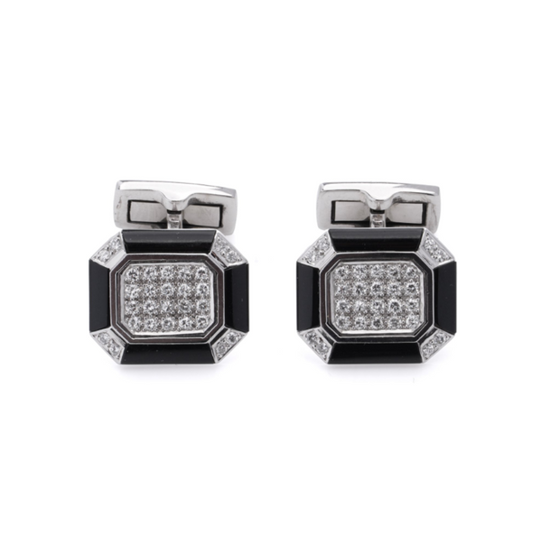 Onyx and Diamond Cufflinks in 18ct White Gold