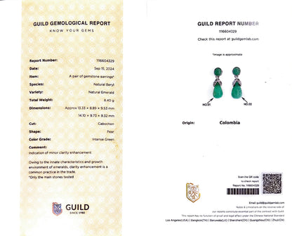 Art Deco Platinum Colombian Emerald Earrings