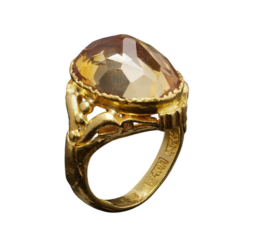Chinese 7.30ct Oval Citrine Solitaire Statement Ring in 12ct Yellow Gold