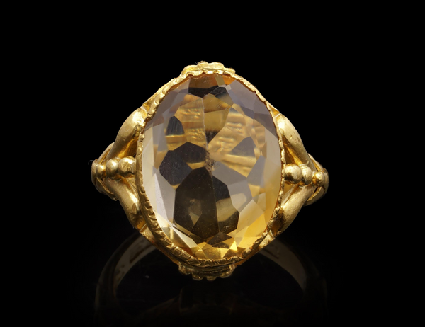 Chinese 7.30ct Oval Citrine Solitaire Statement Ring in 12ct Yellow Gold