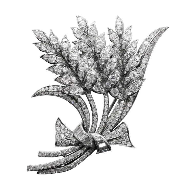 Art Deco 1920s Platinum Flower Bouquet Brooch With 6.00 carat diamonds