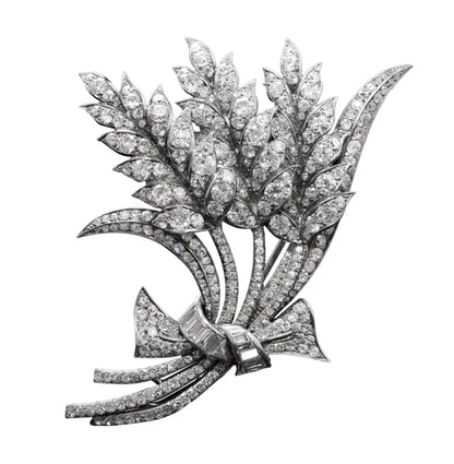 Art Deco 1920s Platinum Flower Bouquet Brooch With 6.00 carat diamonds