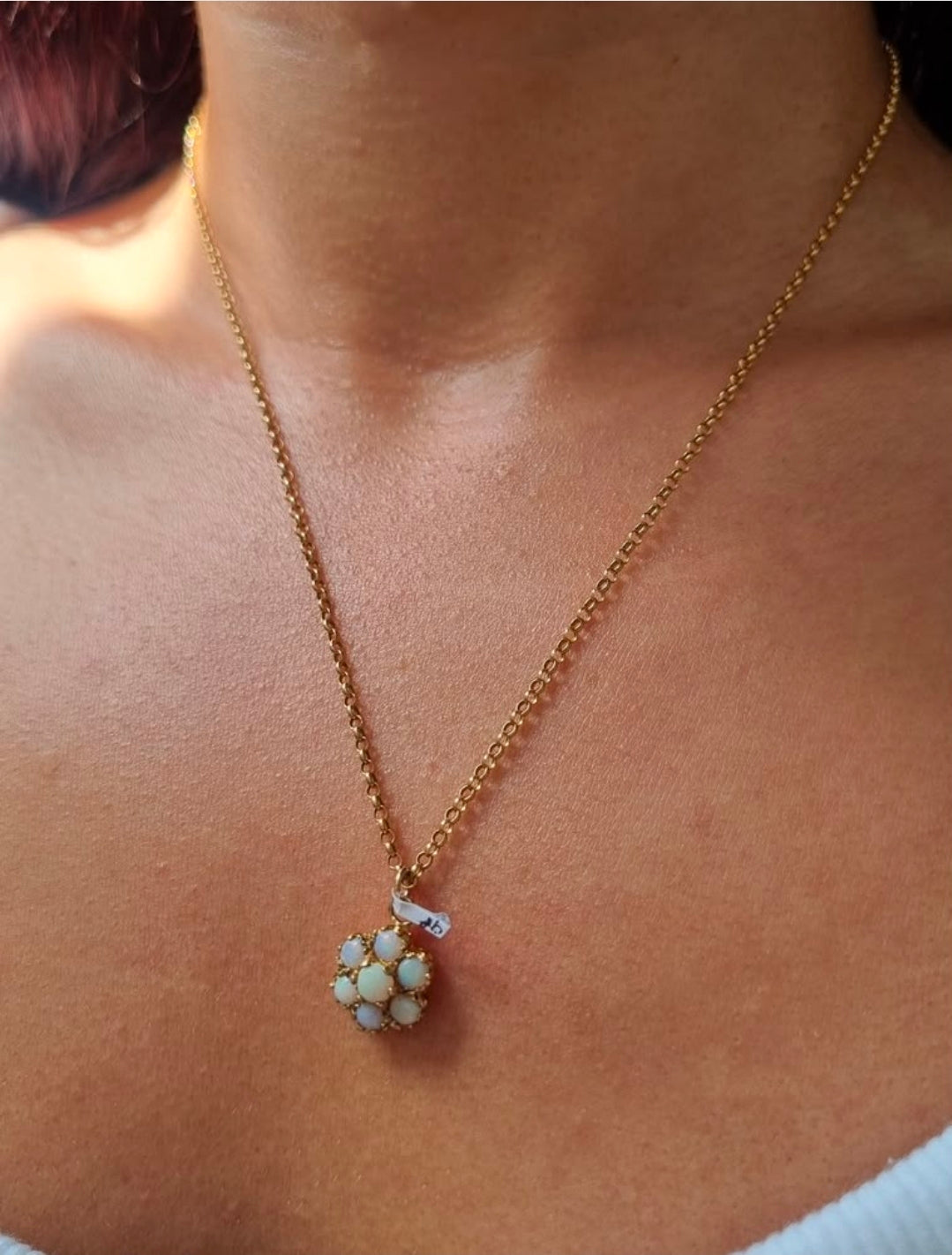 Opal Daisy Cluster Pendant with Chain