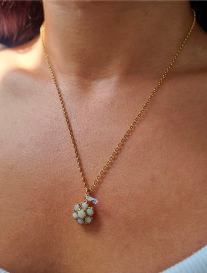 Opal Daisy Cluster Pendant with Chain