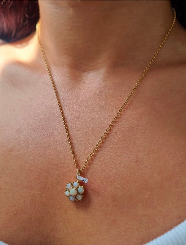 Opal Daisy Cluster Pendant with Chain
