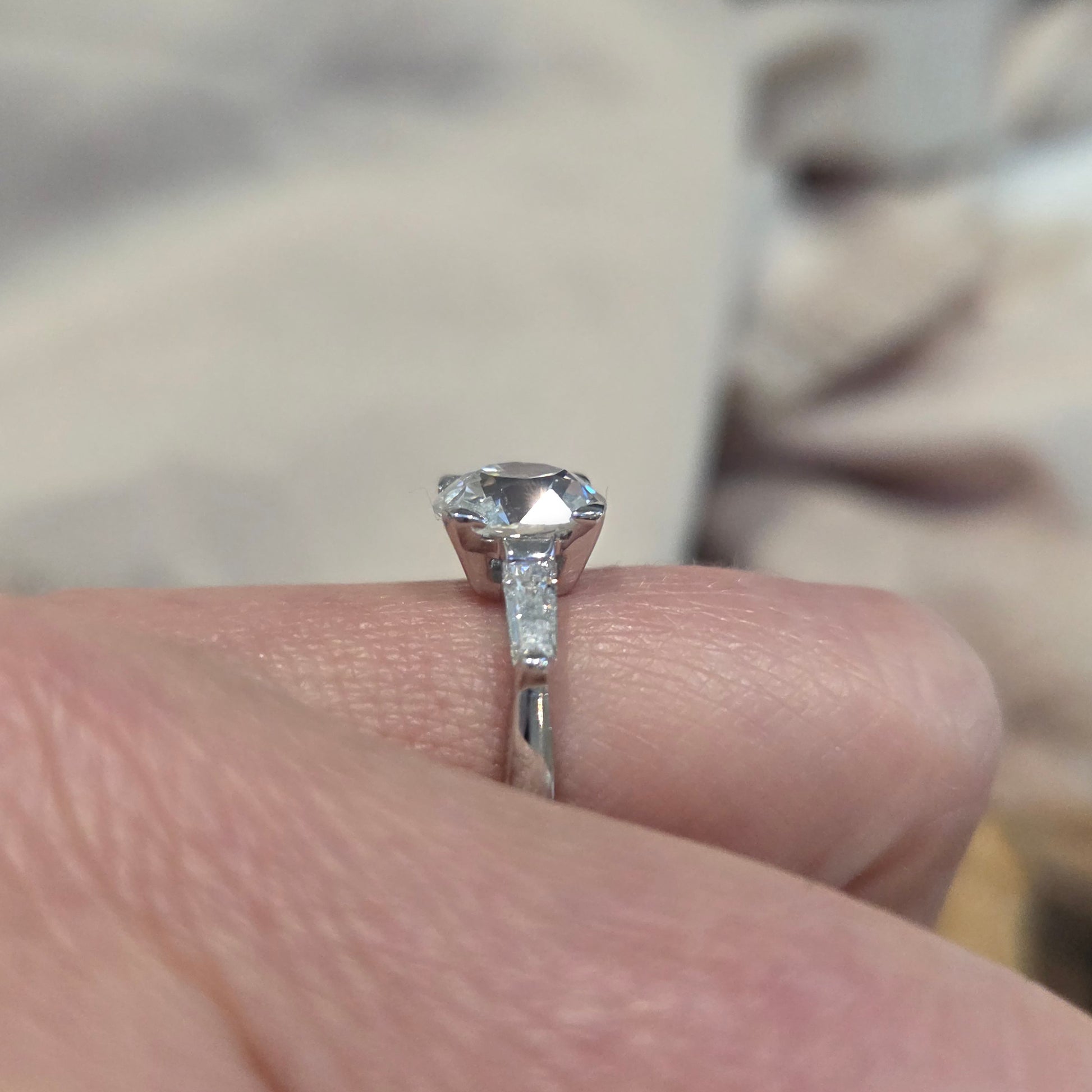 Antique Art Deco Single Stone Old Mine Cushion Diamond Engagement Ring, 2.20cts