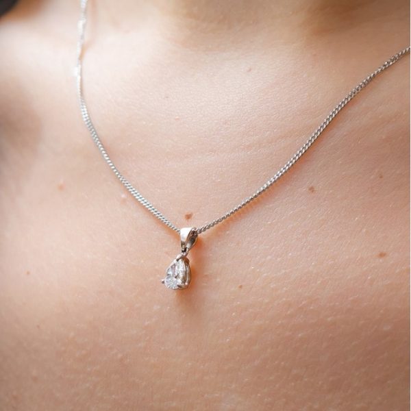 Single Stone Pear-Cut Diamond Platinum Pendant