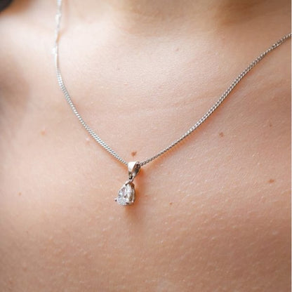 Single Stone Pear-Cut Diamond Platinum Pendant